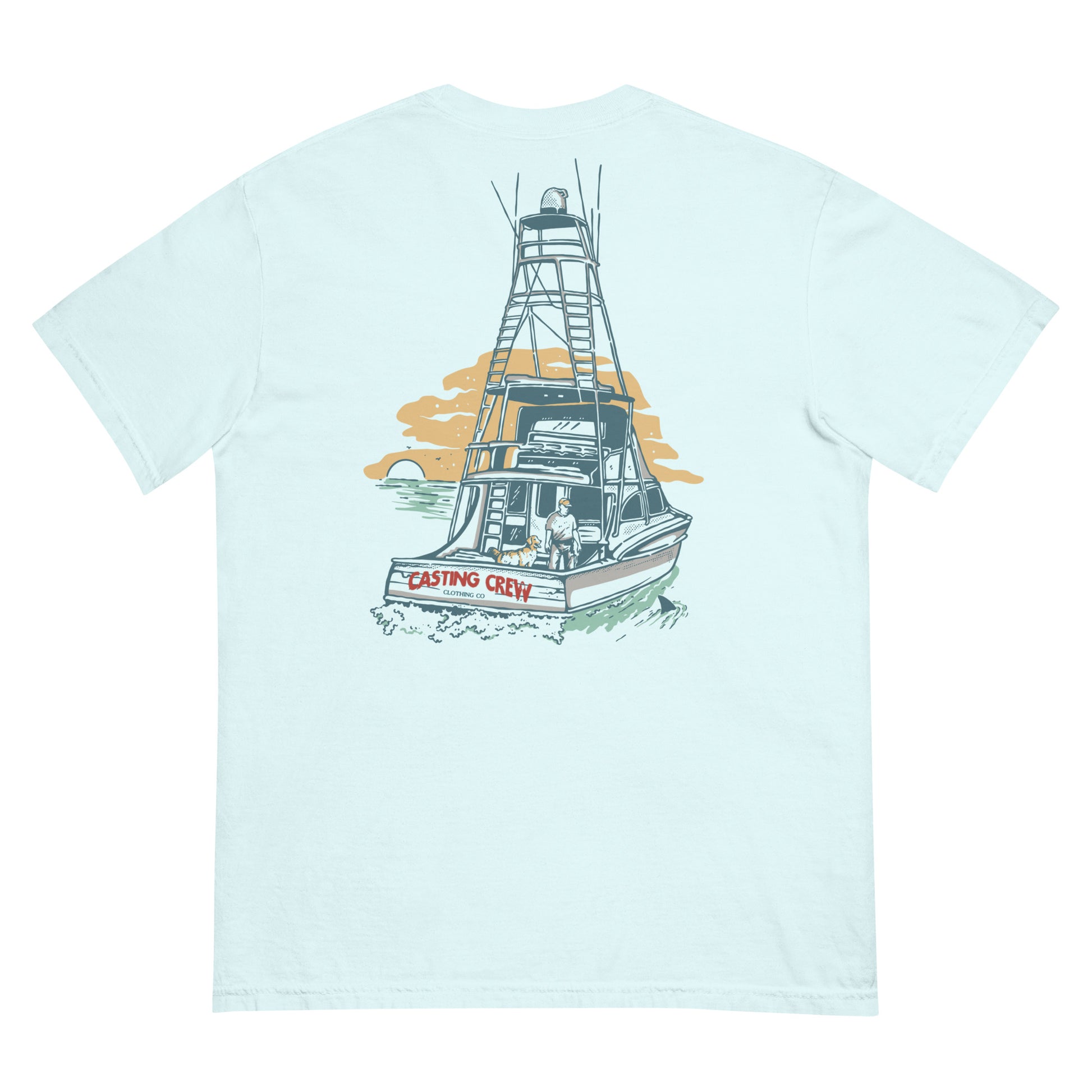 Blue Boat Day Fishing Shirt, Back side