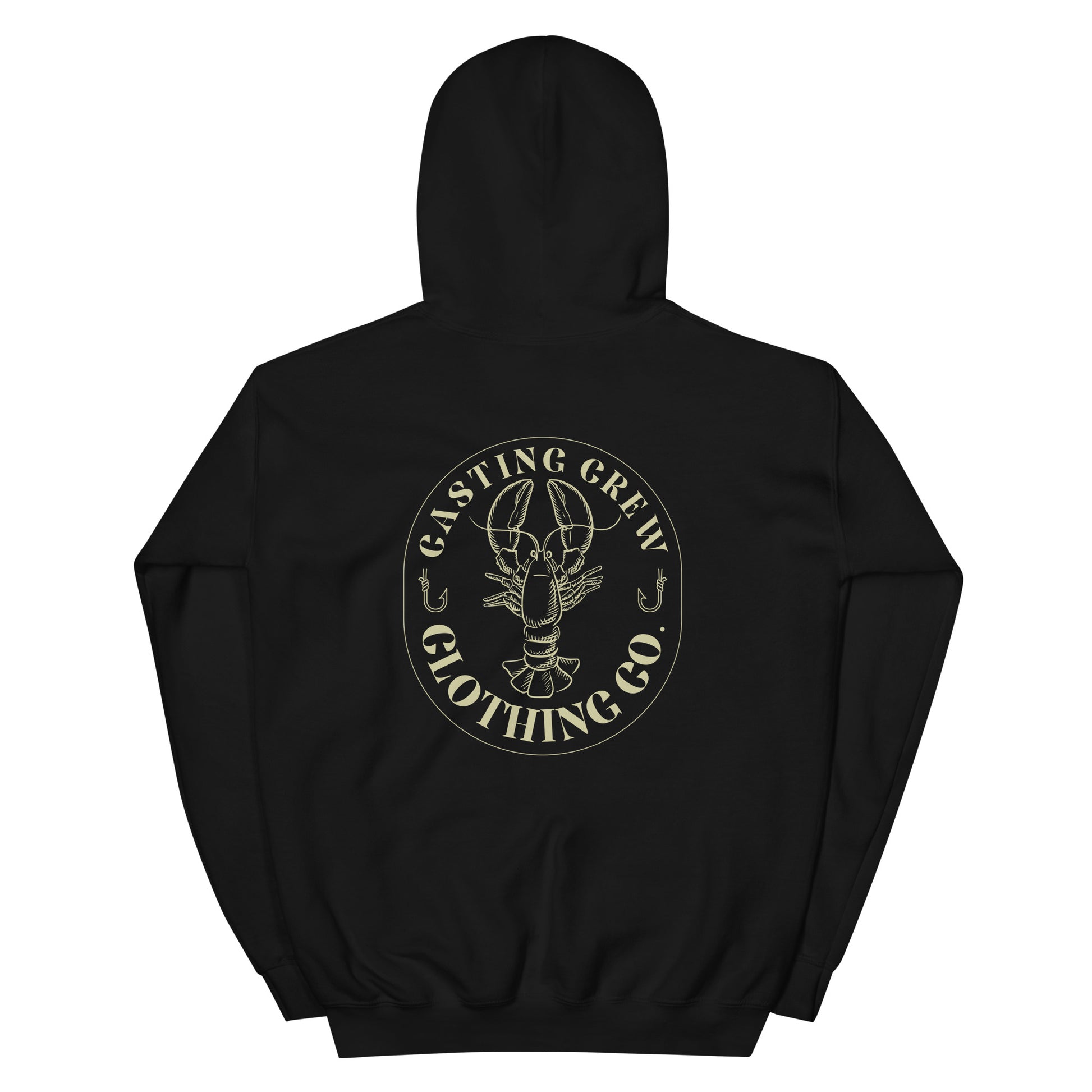 Casting Crew Black Lobster Hunter Fishing Hoodie, Back View