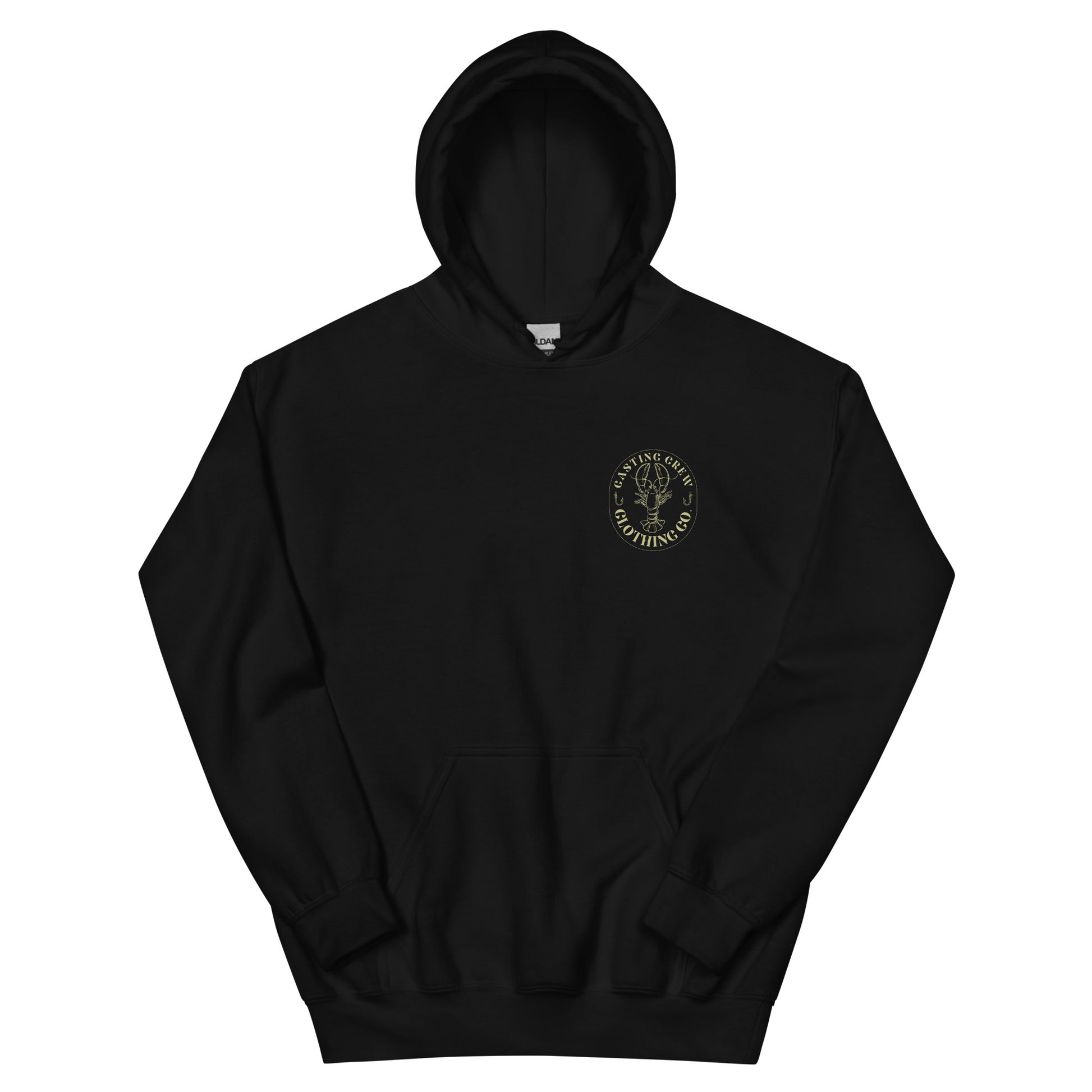 Casting Crew Black Lobster Hunter Fishing Hoodie, Front View