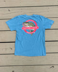 Casting Crew Blue Cast N' Catch Bass Fishing Shirt, Dock back view