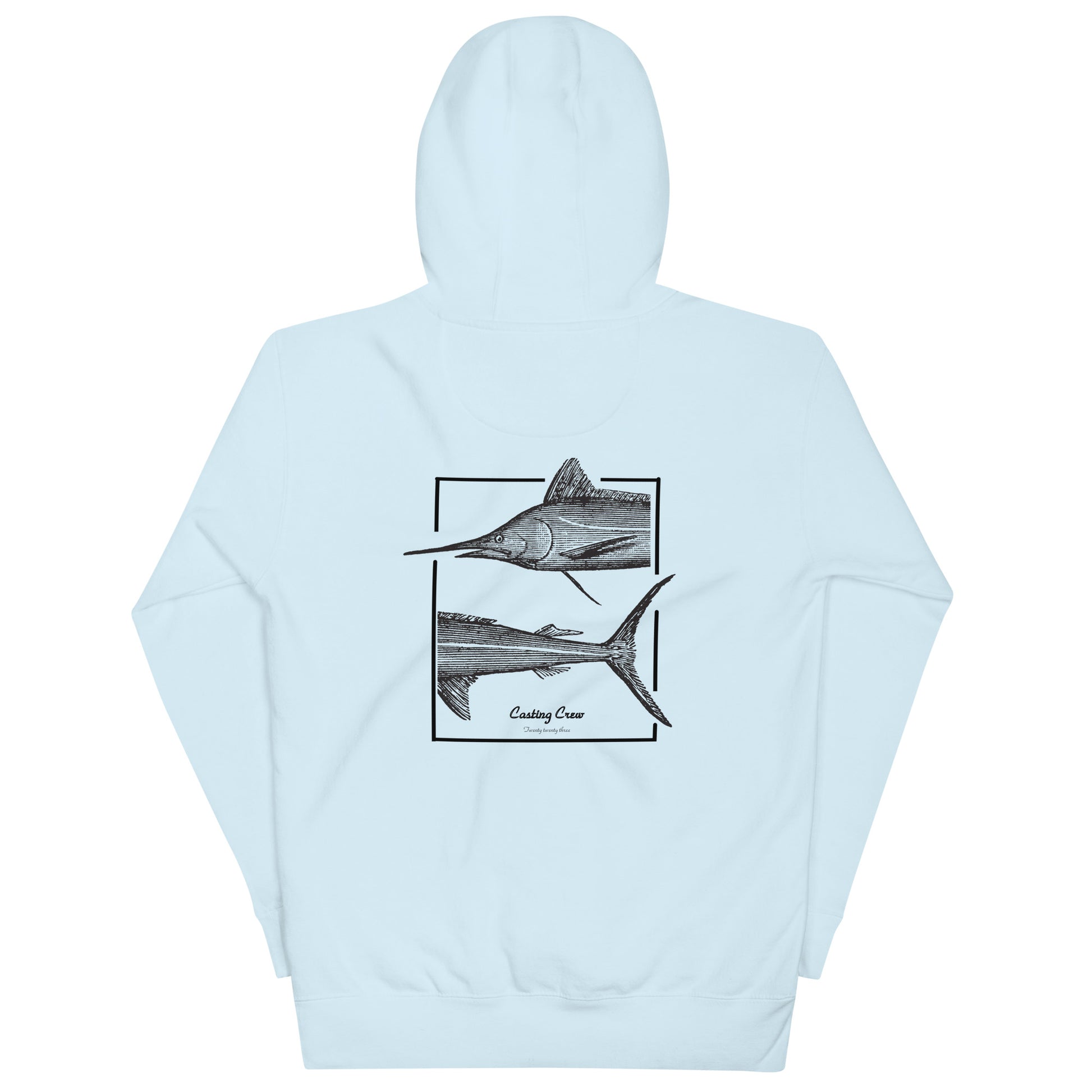 Casting Crew Blue Marlin Fishing Hoodie, Back View