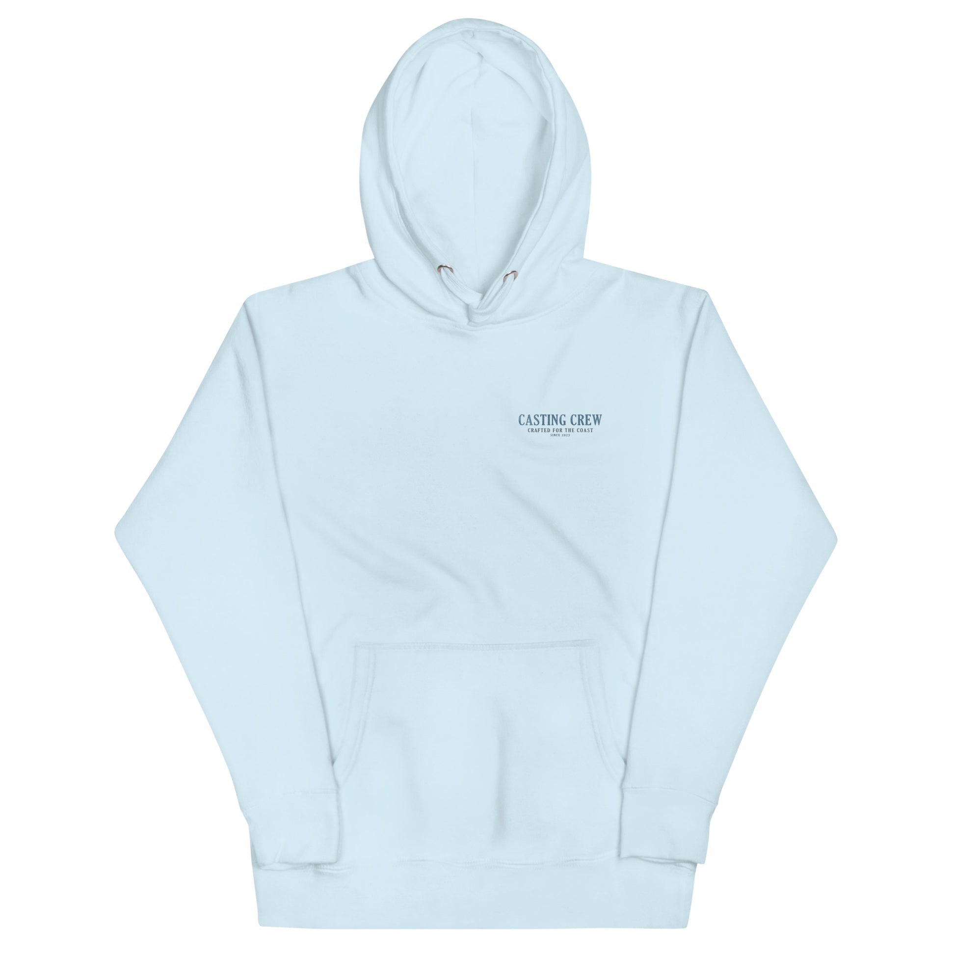Casting Crew Blue USA Fishing Hoodie, Front View