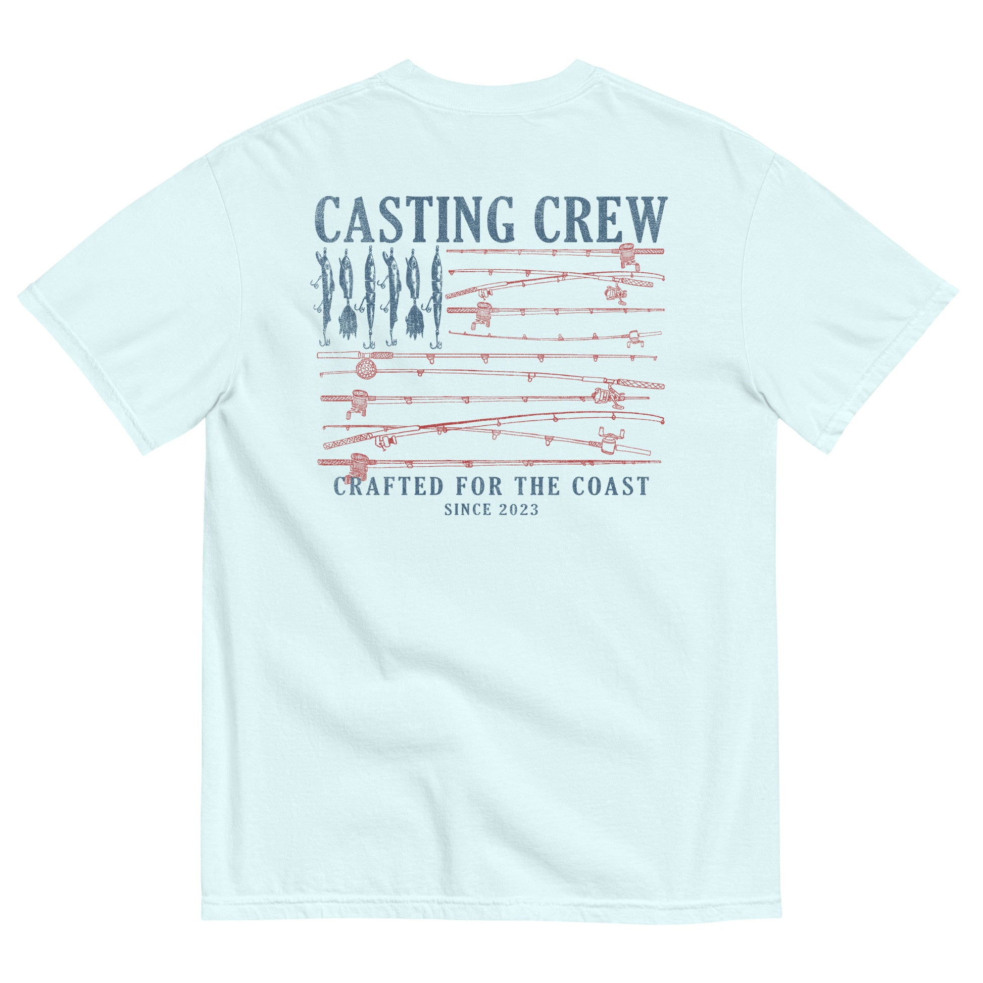 Casting Crew Blue USA Fishing Shirt, Back view