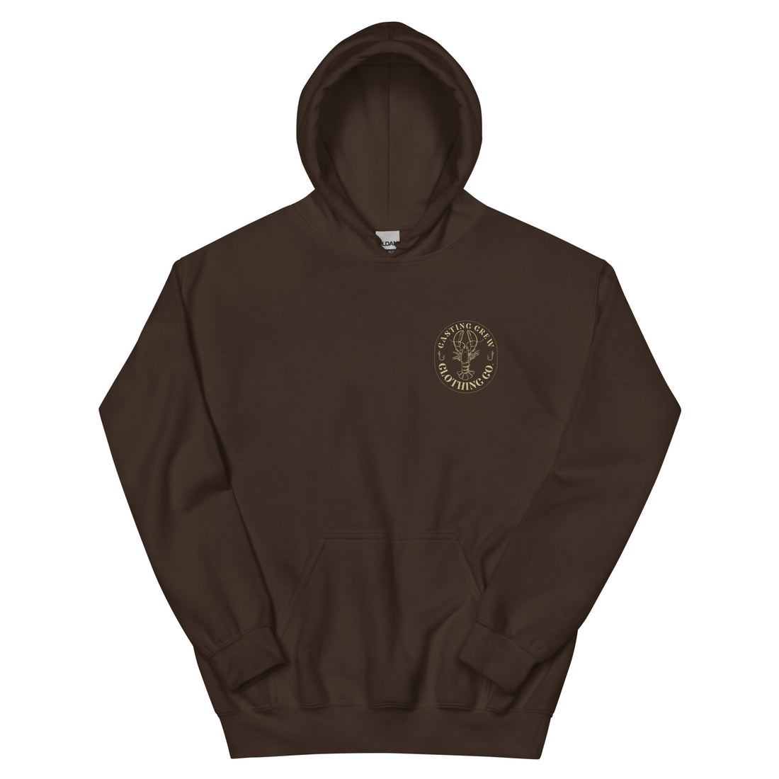 Casting Crew Dark Chocolate Lobster Hunter Fishing Hoodie, Back View