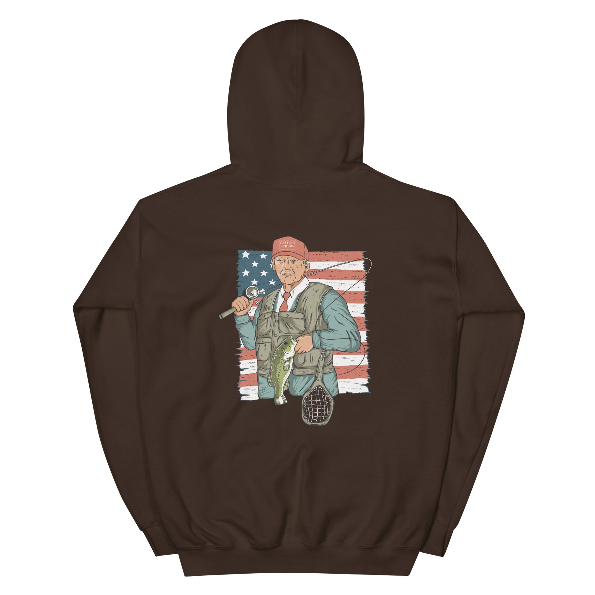 Casting Crew Dark Chocolate Presidential Fishing Hoodie, Back View