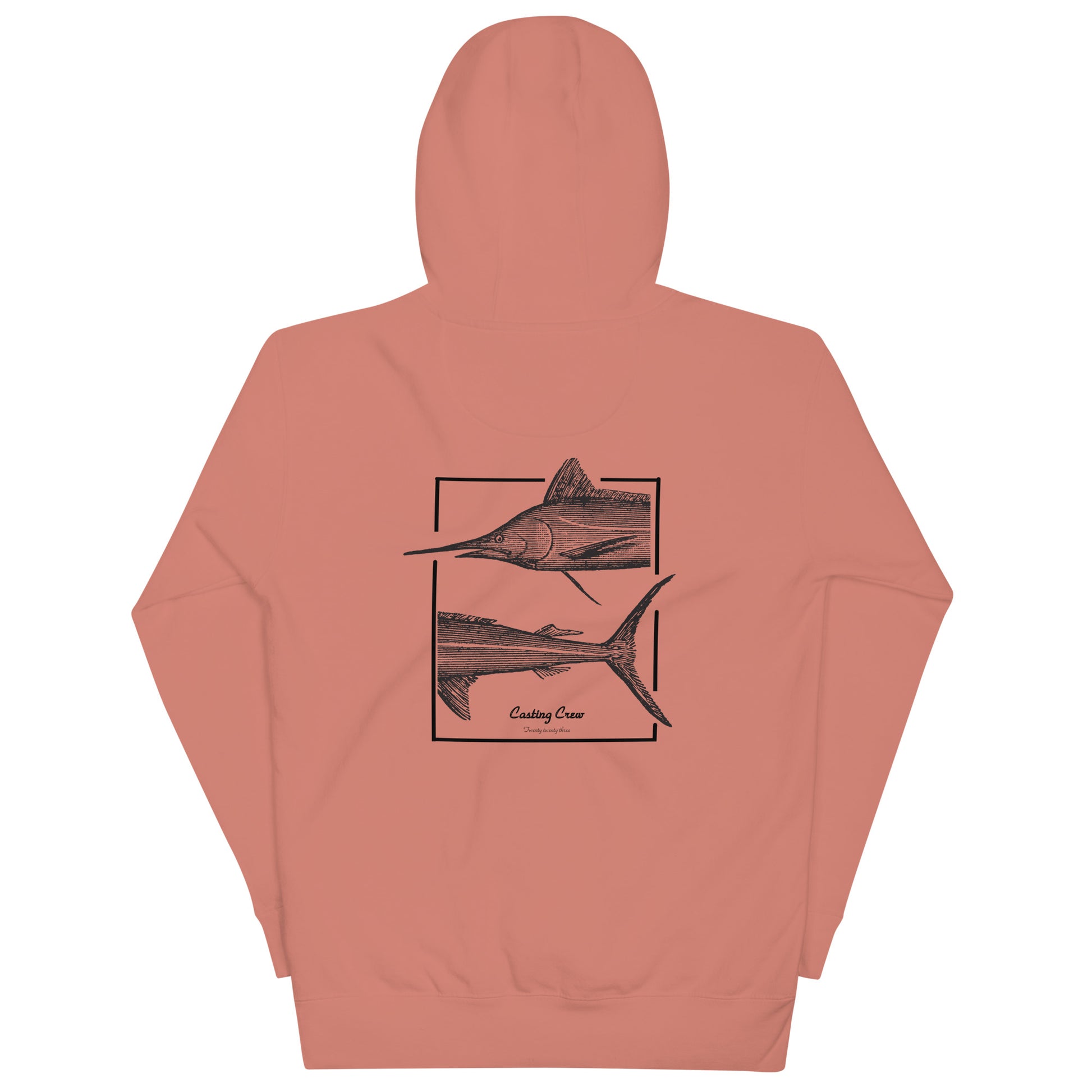 Casting Crew Dirty Rose Marlin Fishing Hoodie, Back View