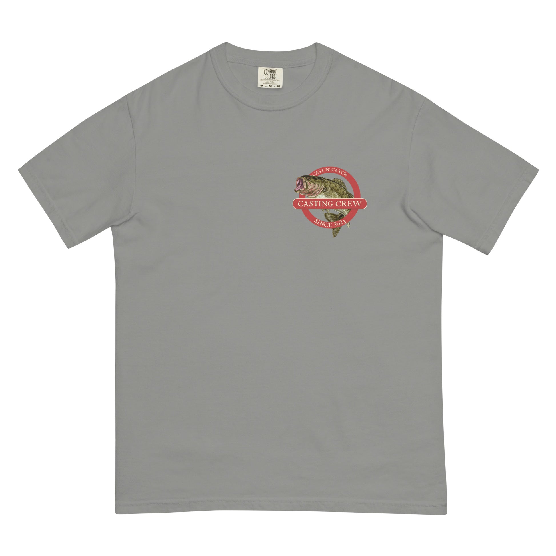 Casting Crew Grey Cast N' Catch Bass Fishing Shirt, Front view