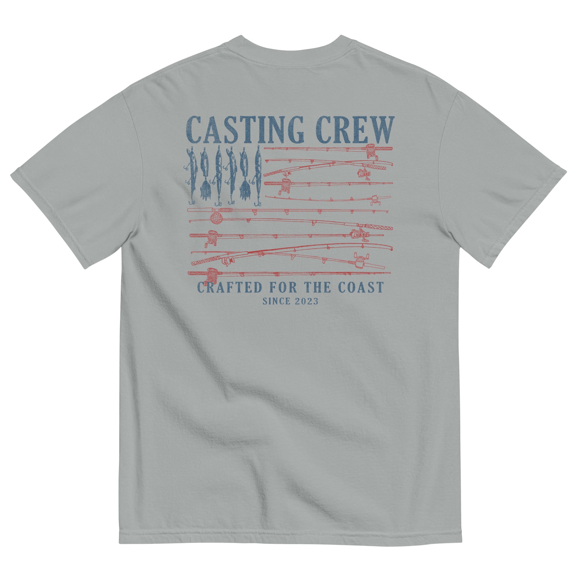 Casting Crew Grey USA Fishing Shirt, Back view