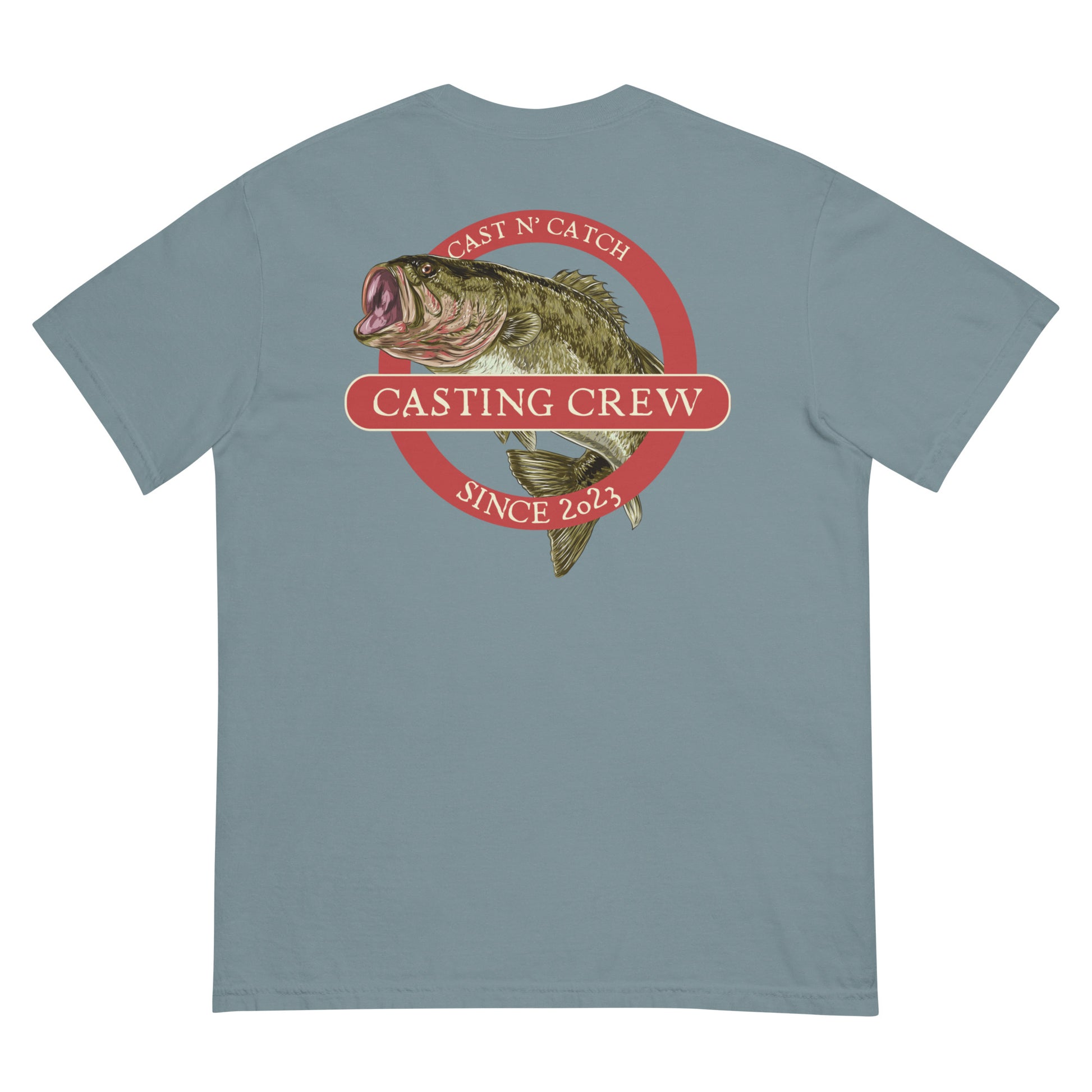 Casting Crew Ice Blue Cast N' Catch Bass Fishing Shirt, Back view