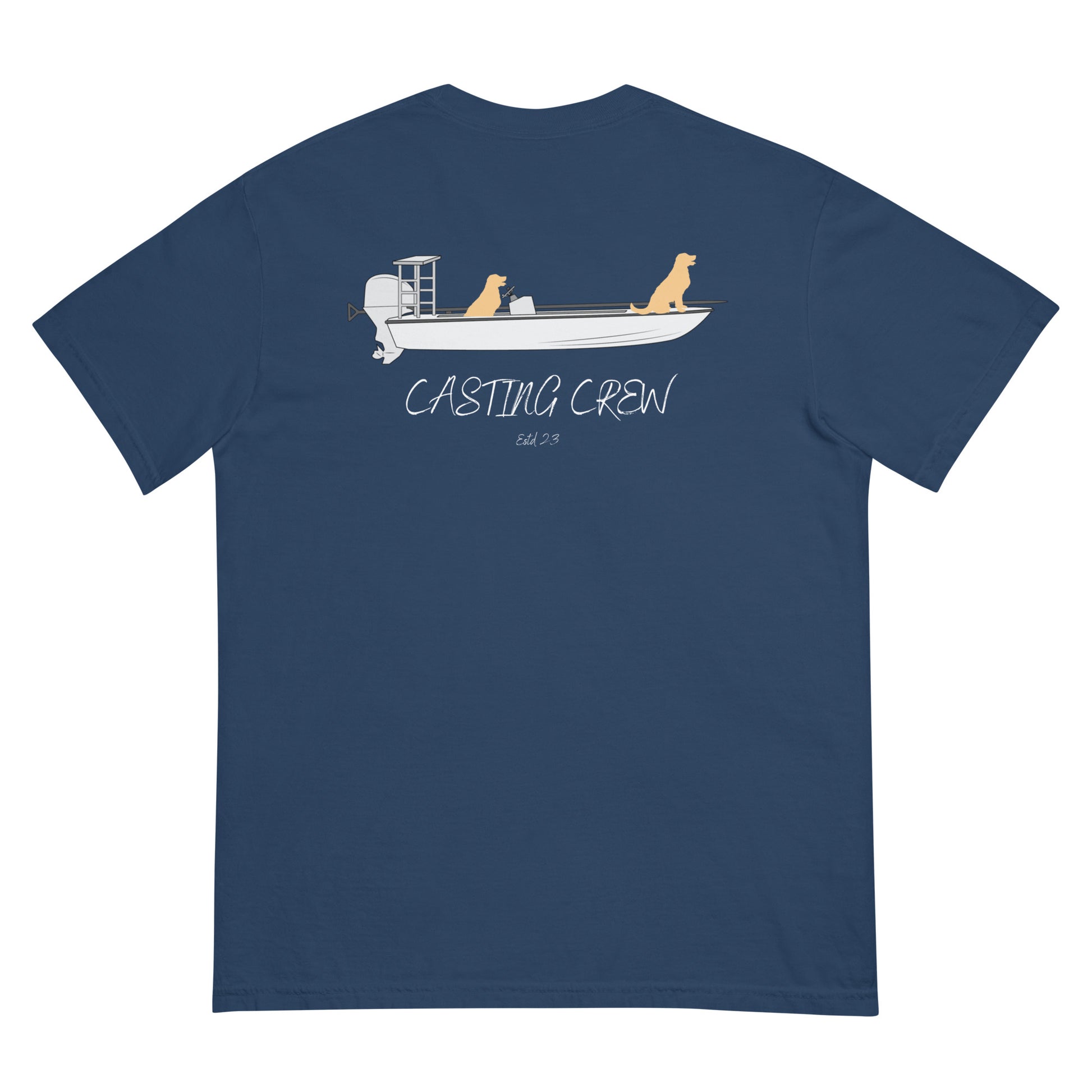 Casting Crew Navy Paws On Deck Fishing Shirt, back view
