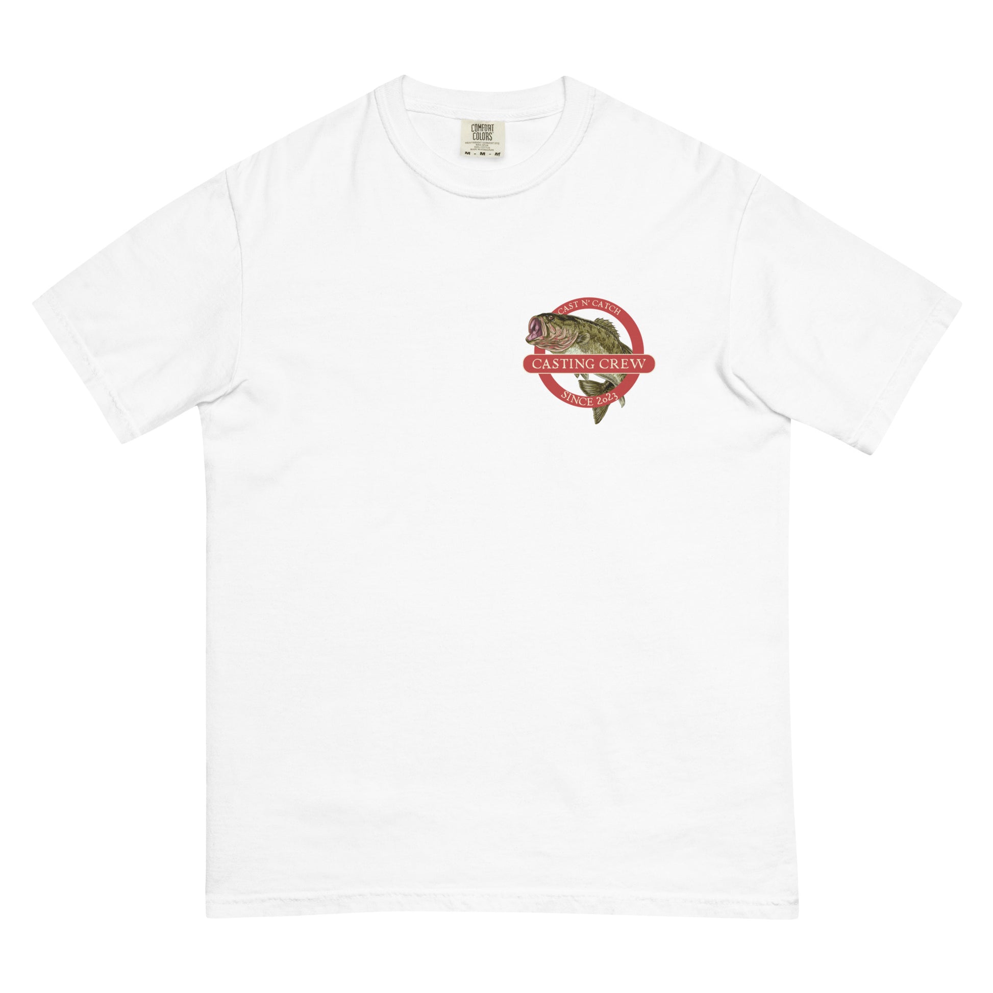 Casting Crew White Cast N' Catch Bass Fishing Shirt, Front view