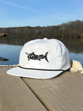 Casting Crew White Marlin Fishing hat, Left Side dock View