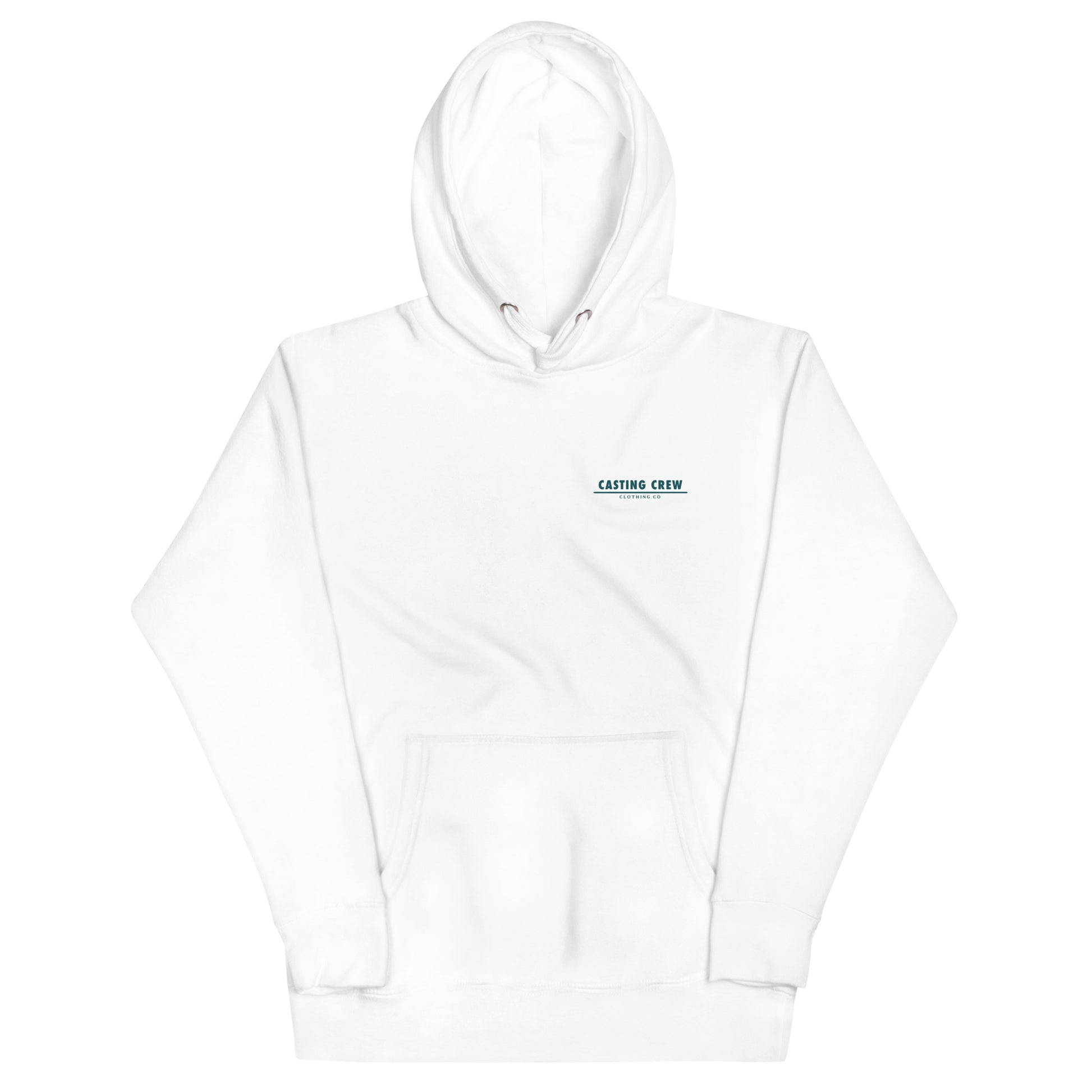 Casting Crew White Pier-Side Fishing Hoodie, Front View