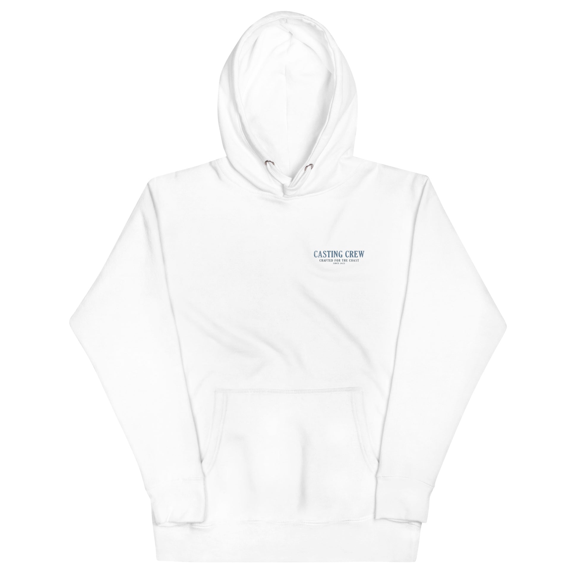 Casting Crew White USA Fishing Hoodie, Front View
