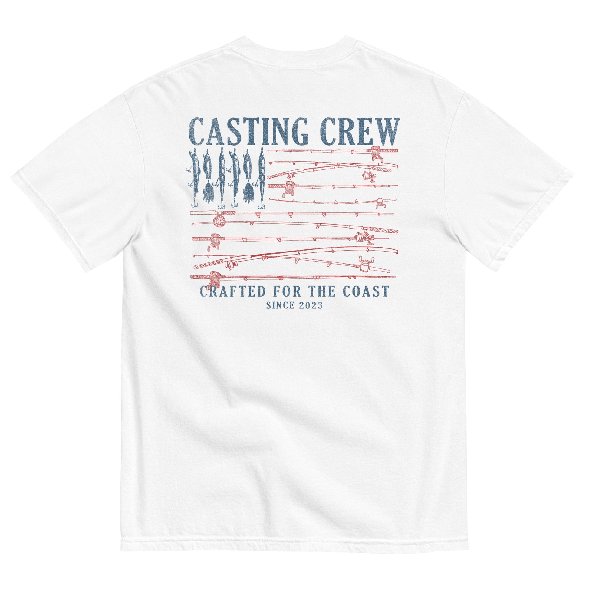 Casting Crew White USA Fishing Shirt, Back view