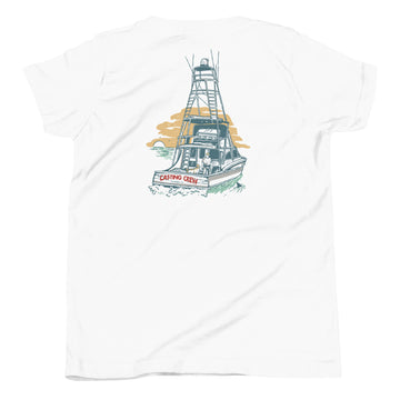 Casting Crew White Youth Boat Day Fishing Shirt, Back View