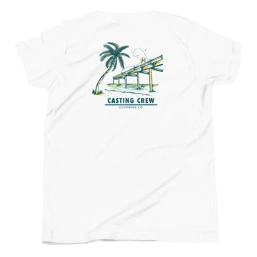 Casting Crew White Youth Pier-Side Fishing Shirt, Back View