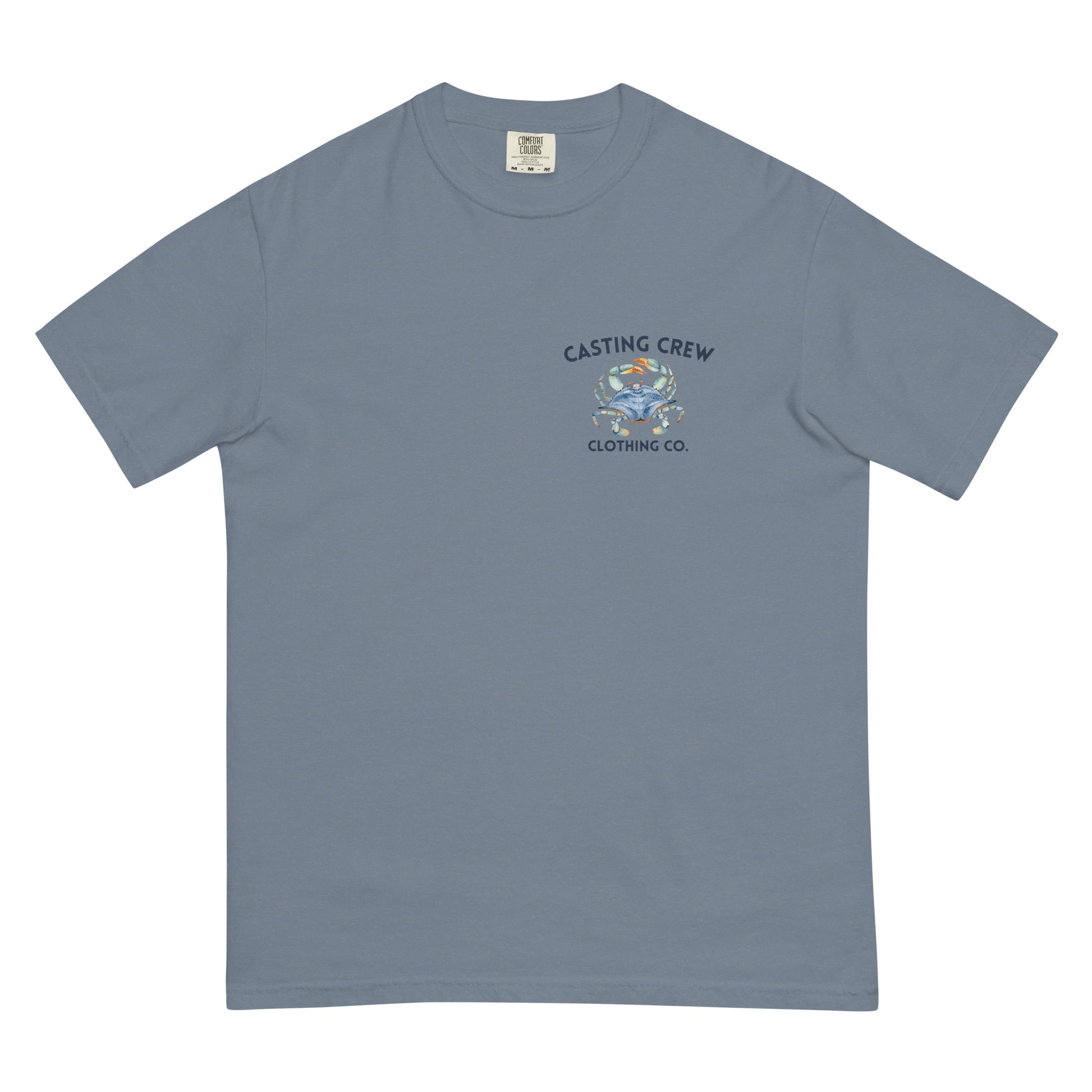 Dark Blue Casting Crew Camo Crab Fishing Shirt, Front View