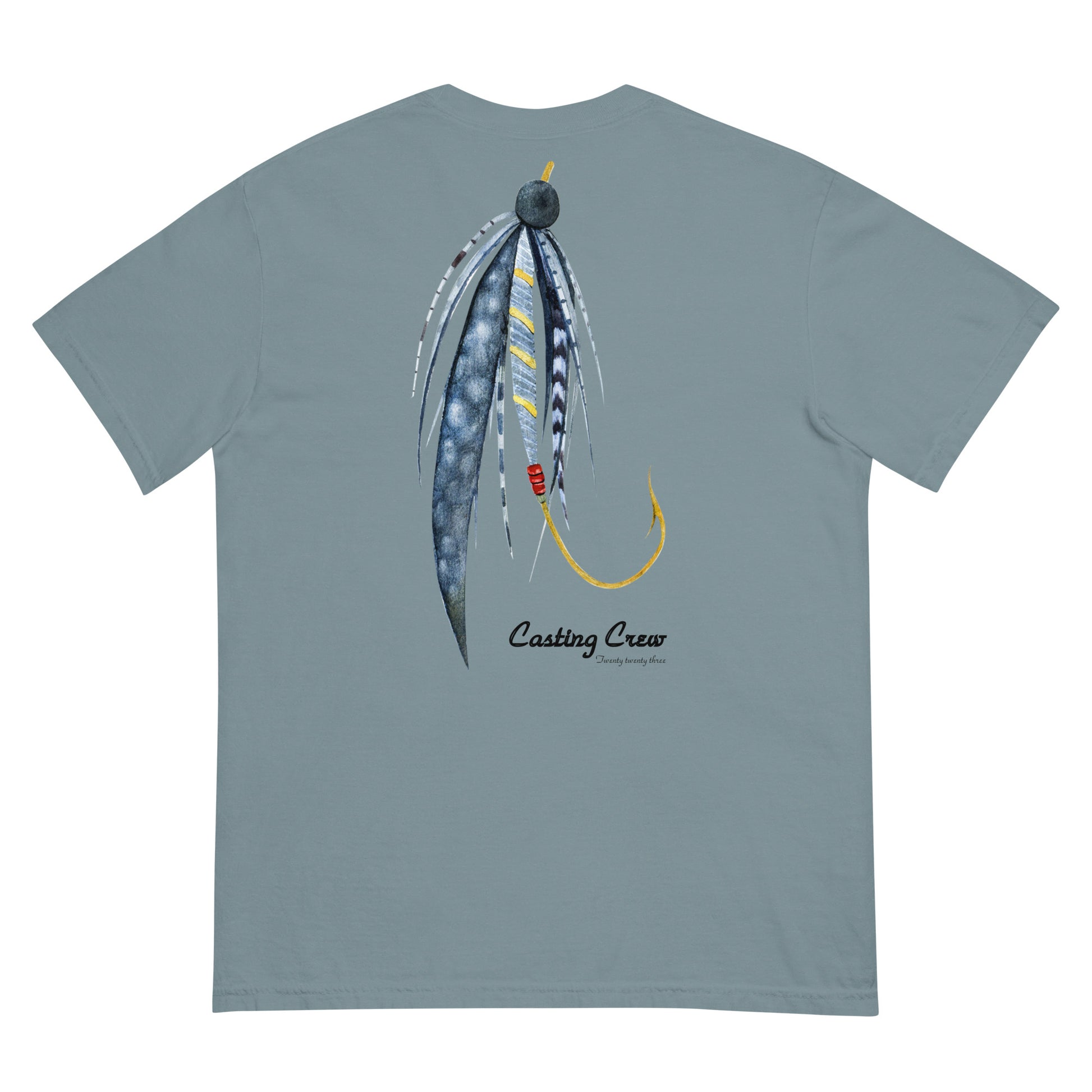 Ice Blue Casting Crew Jiggin fishing shirt, back view