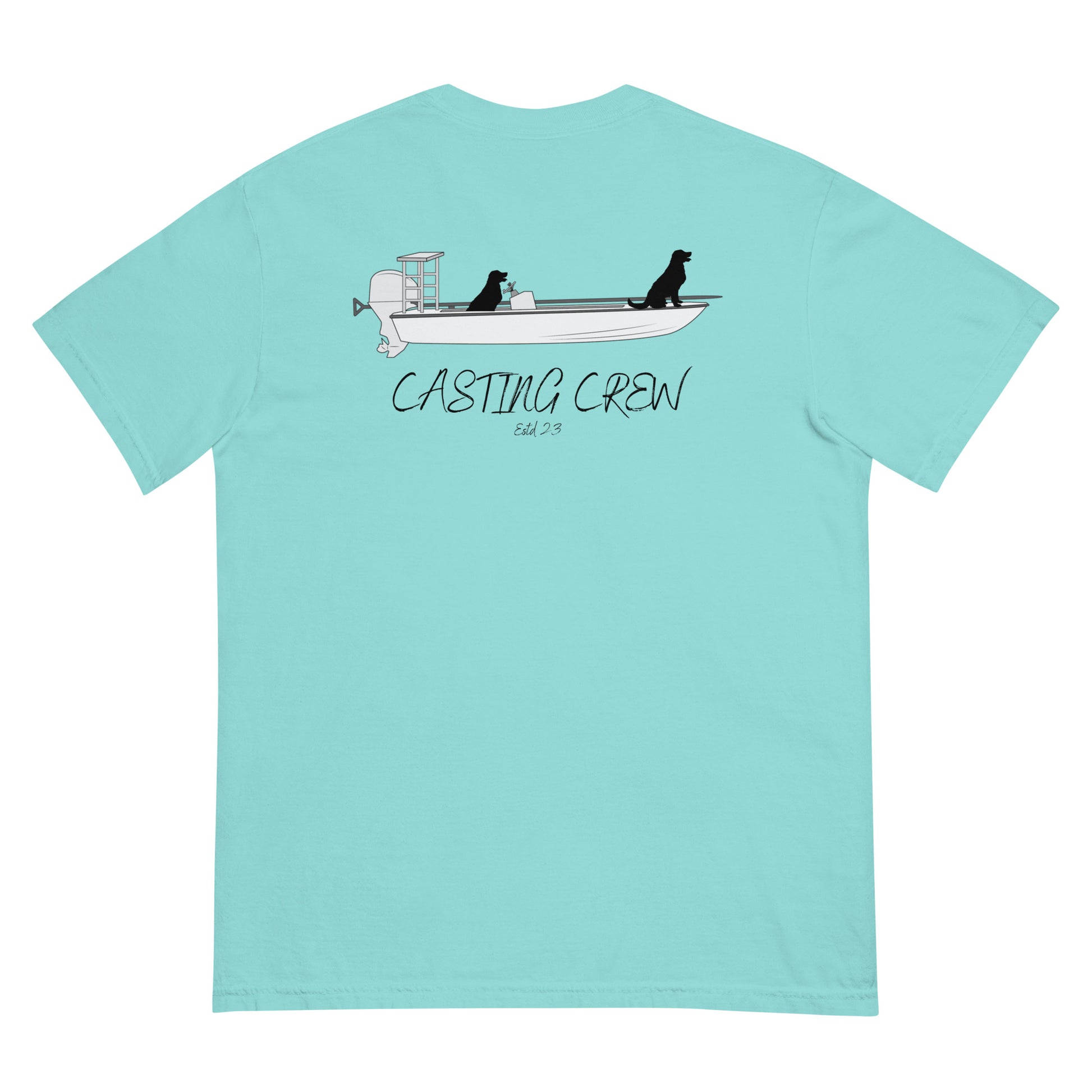 Lagoon Blue Casting Crew All Paws on Deck Fishing Shirt, Back view