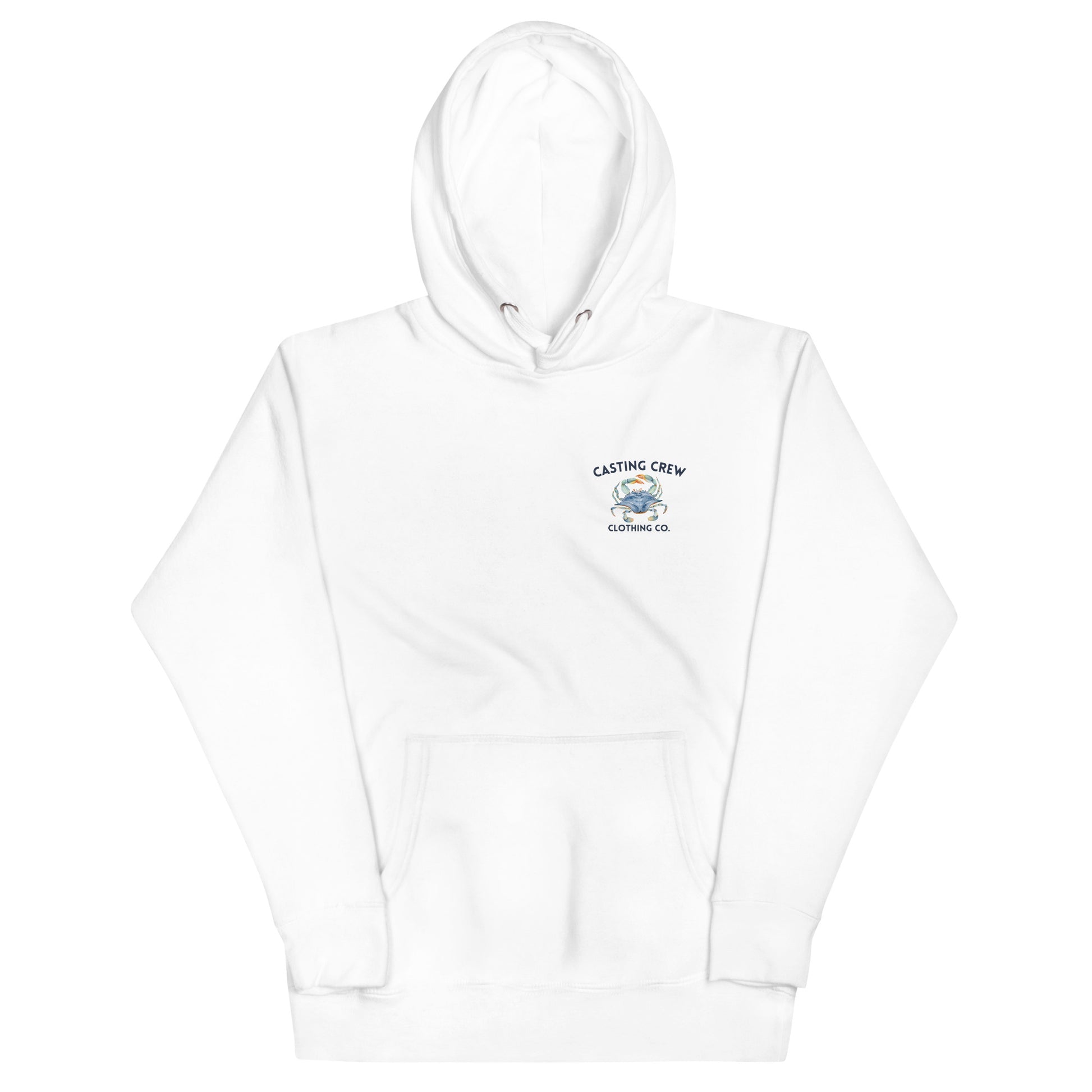 White Camo Crab fishing hoodie, Front view