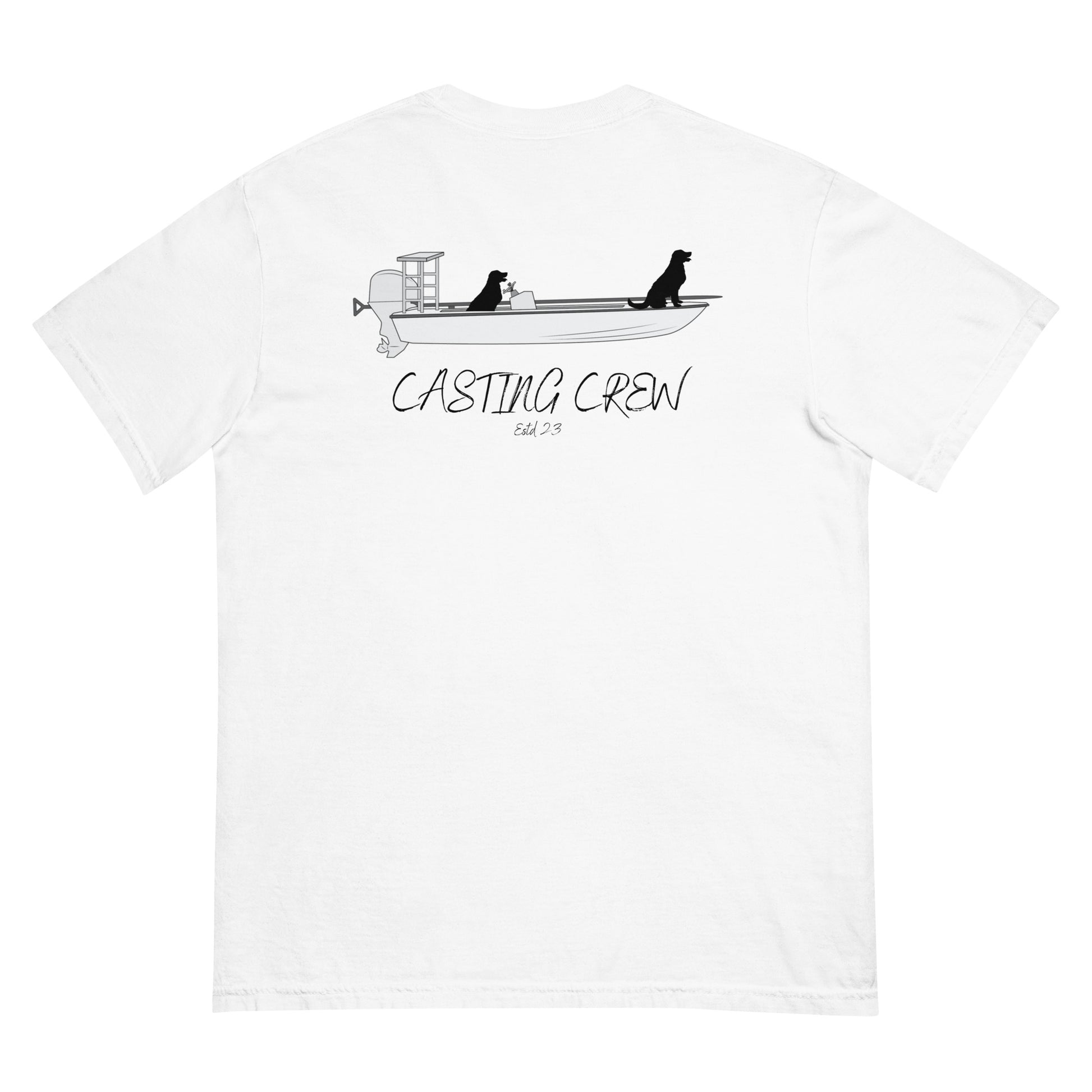 White Casting Crew All Paws on Deck Fishing Shirt, Back view