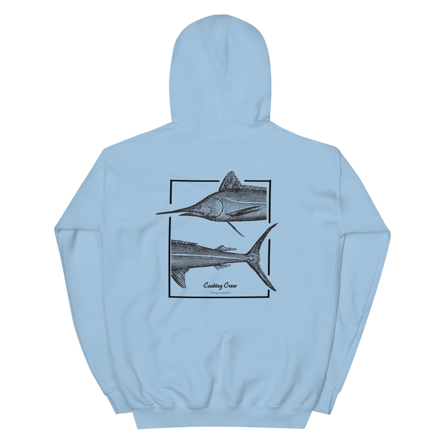 Casting Crew Blue Marlin Fishing Hoodie Back