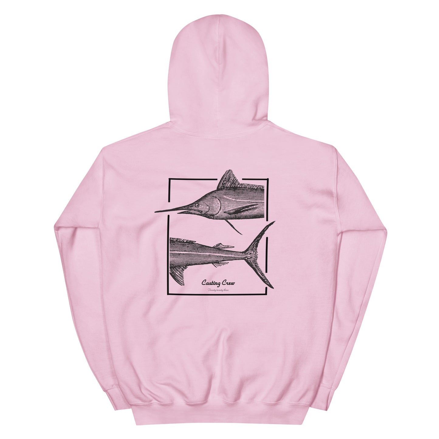 Casting Crew Pink Marlin Fishing Hoodie Back